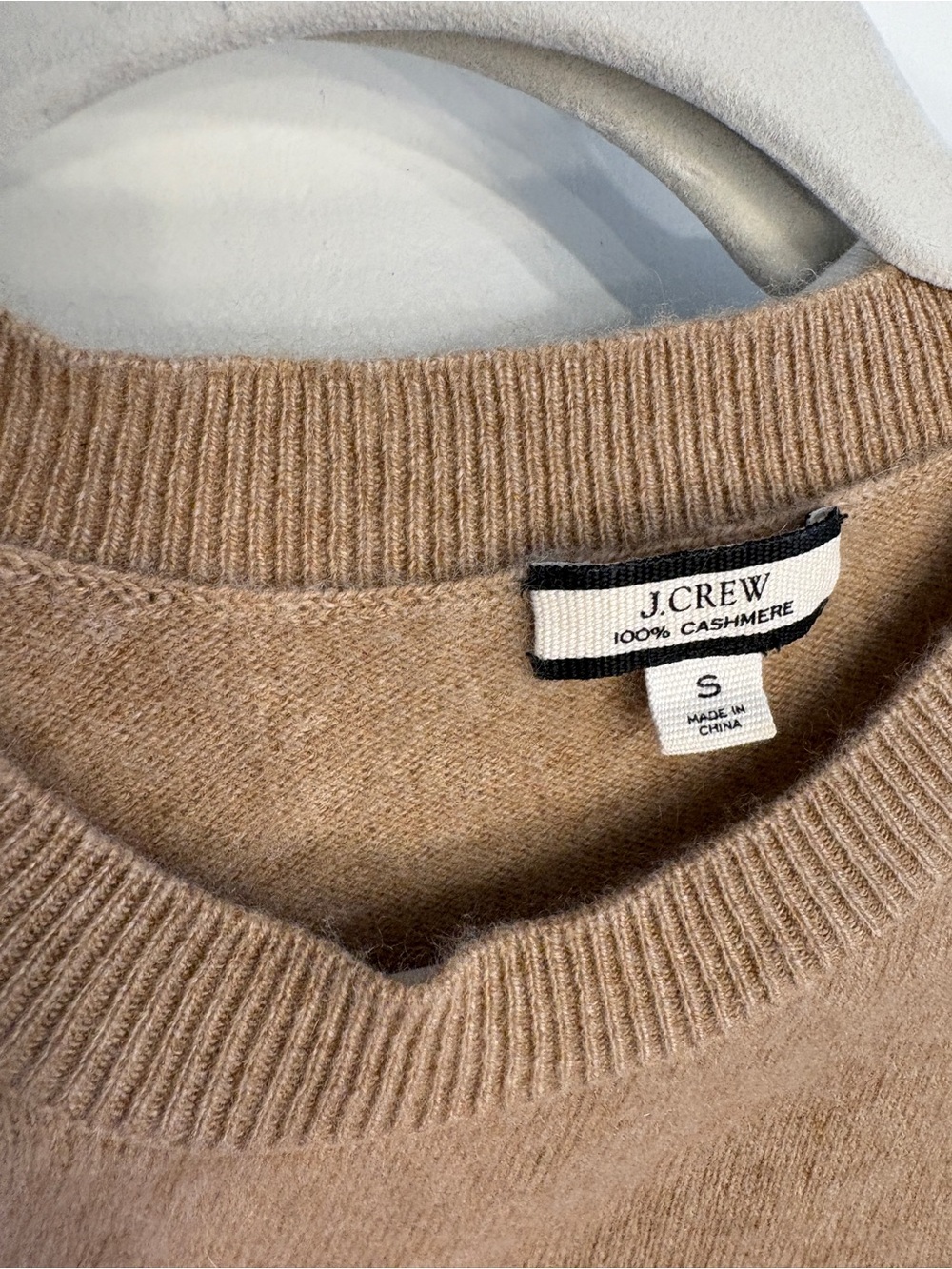 J. Crew Women's Camel Crewneck Cashmere Sweater - Picture 2 of 3